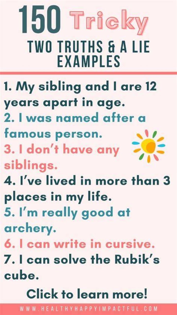 10 Best 2 Truths And A Lie Ideas 2024