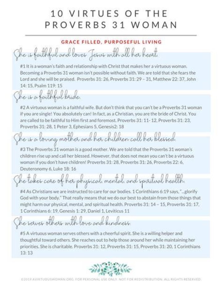 10 Virtues of the Proverbs 31 Woman