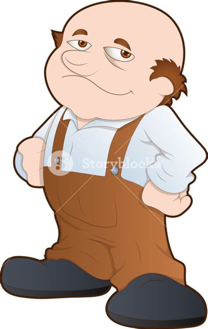 Fat bald man cartoon character Royalty Free Vector Image
