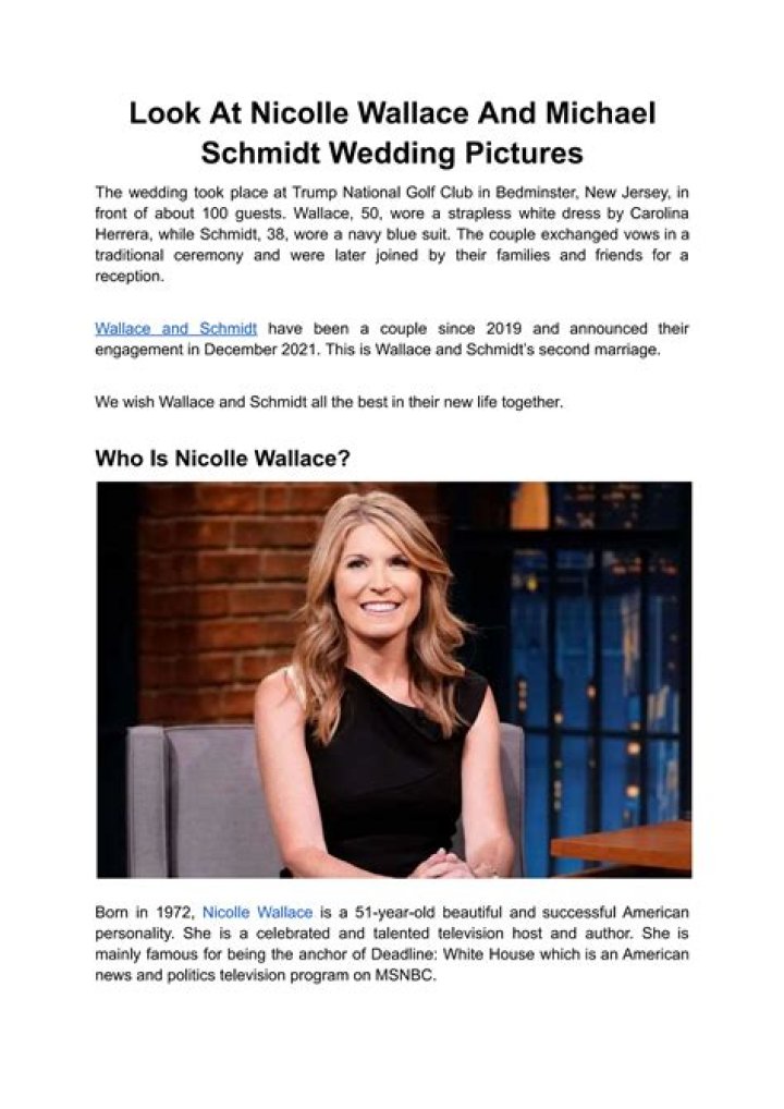 Look At Nicolle Wallace And Michael Schmidt Wedding Pictures Luv68