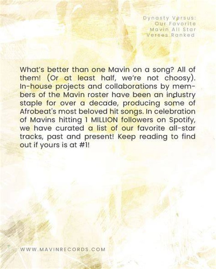 Mavin Records Lyrics, Songs, and Albums Genius