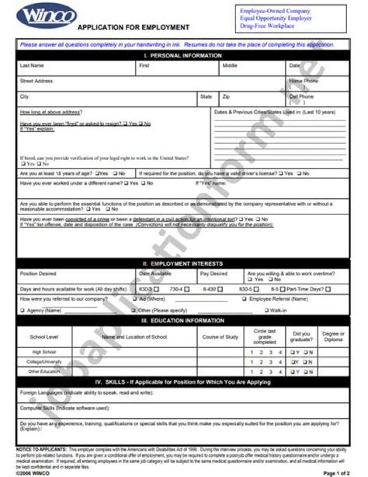winco foods application