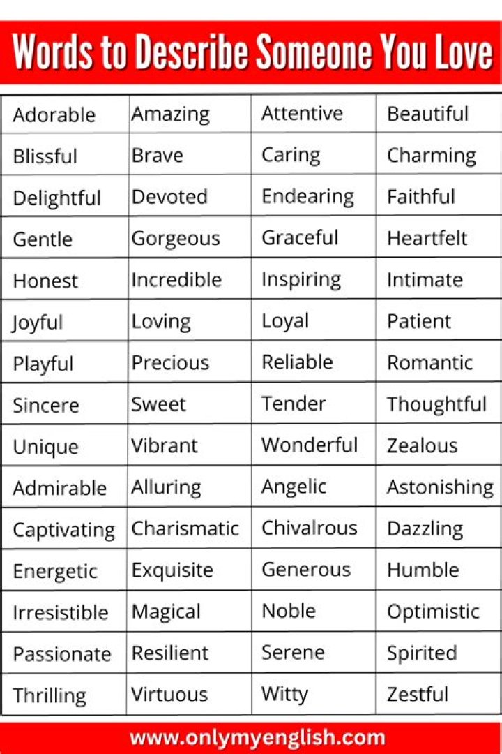 Words to Describe Someone You Love in 2024 EnglishBix